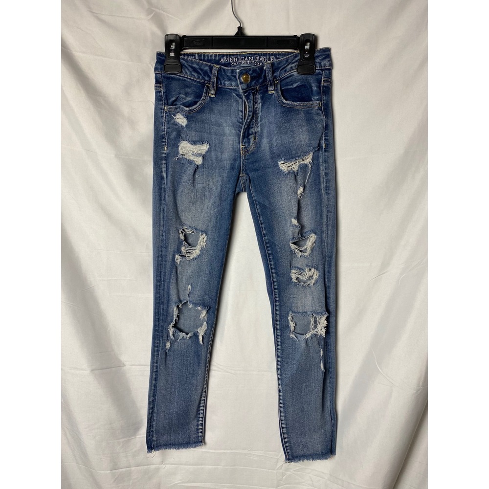 American‎ Eagle Outfitters Distressed Denim Jeans Super Stretch size 6
